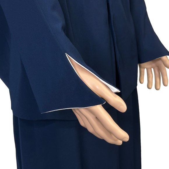 Beu Marc Womens 22 Navy Blue 2 Piece Skirt Suit Rhinestone Beaded Blazer Jacket‎ - Picture 7 of 15